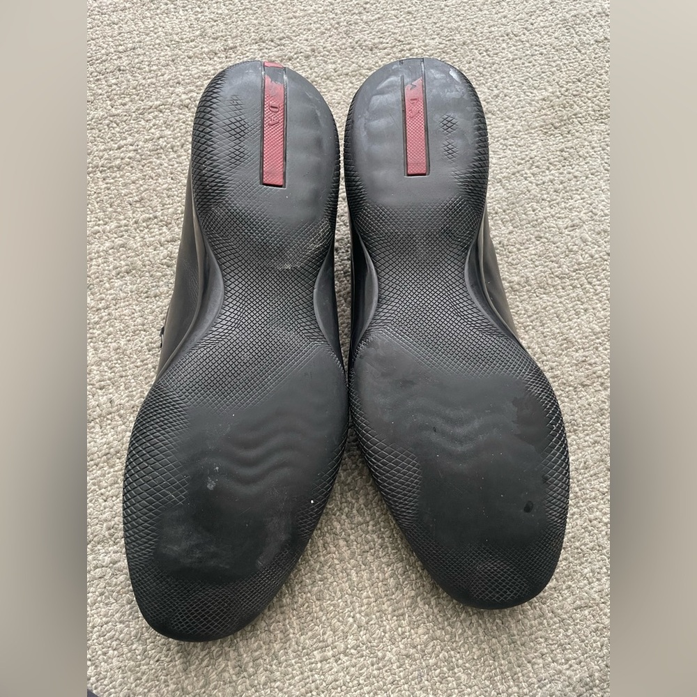 PRADA *LINEA ROSSA* Mens Black Slip On Logo Vamp Loafer With Dust Bag - Picture 9 of 9
